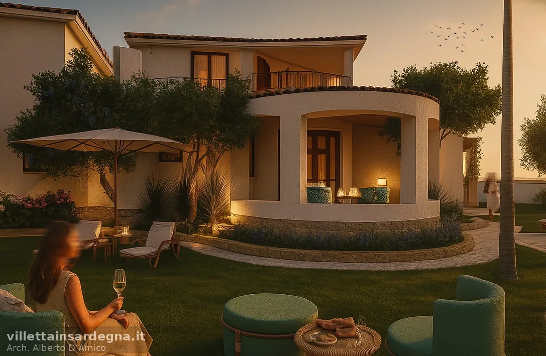 Rendering serale della possibile sistemazione del giardino